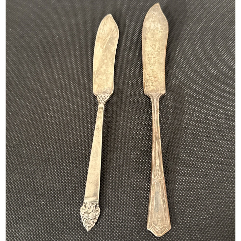 2 Vintage Silverplated Butter Knives Different Brands/Styles-Silverplate